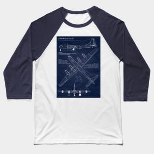 Tupolev Tu4 Bull URSS Blueprint Baseball T-Shirt